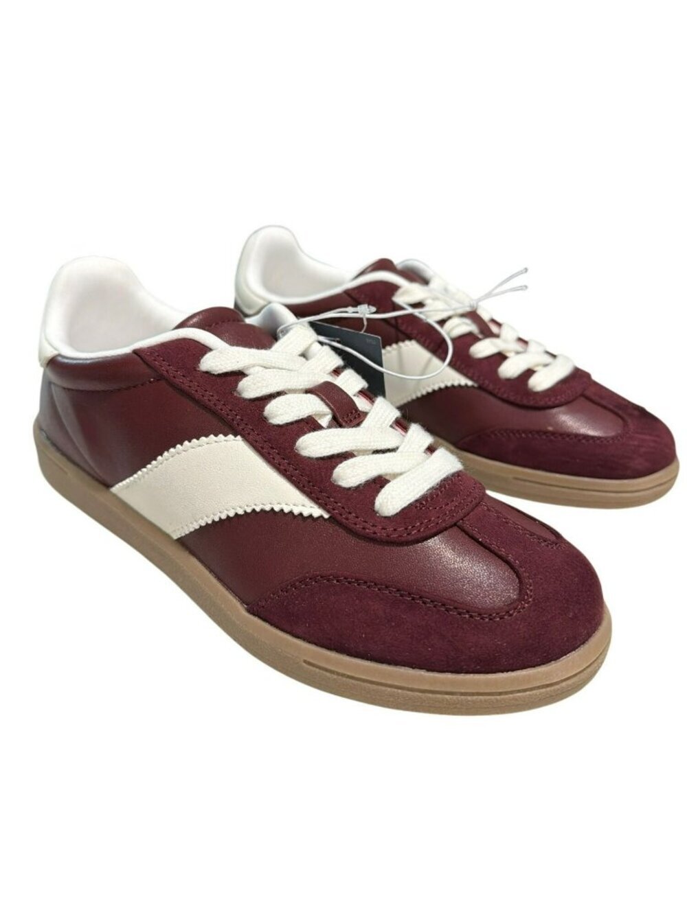 Burgundy & White Sneakers Size 6 New